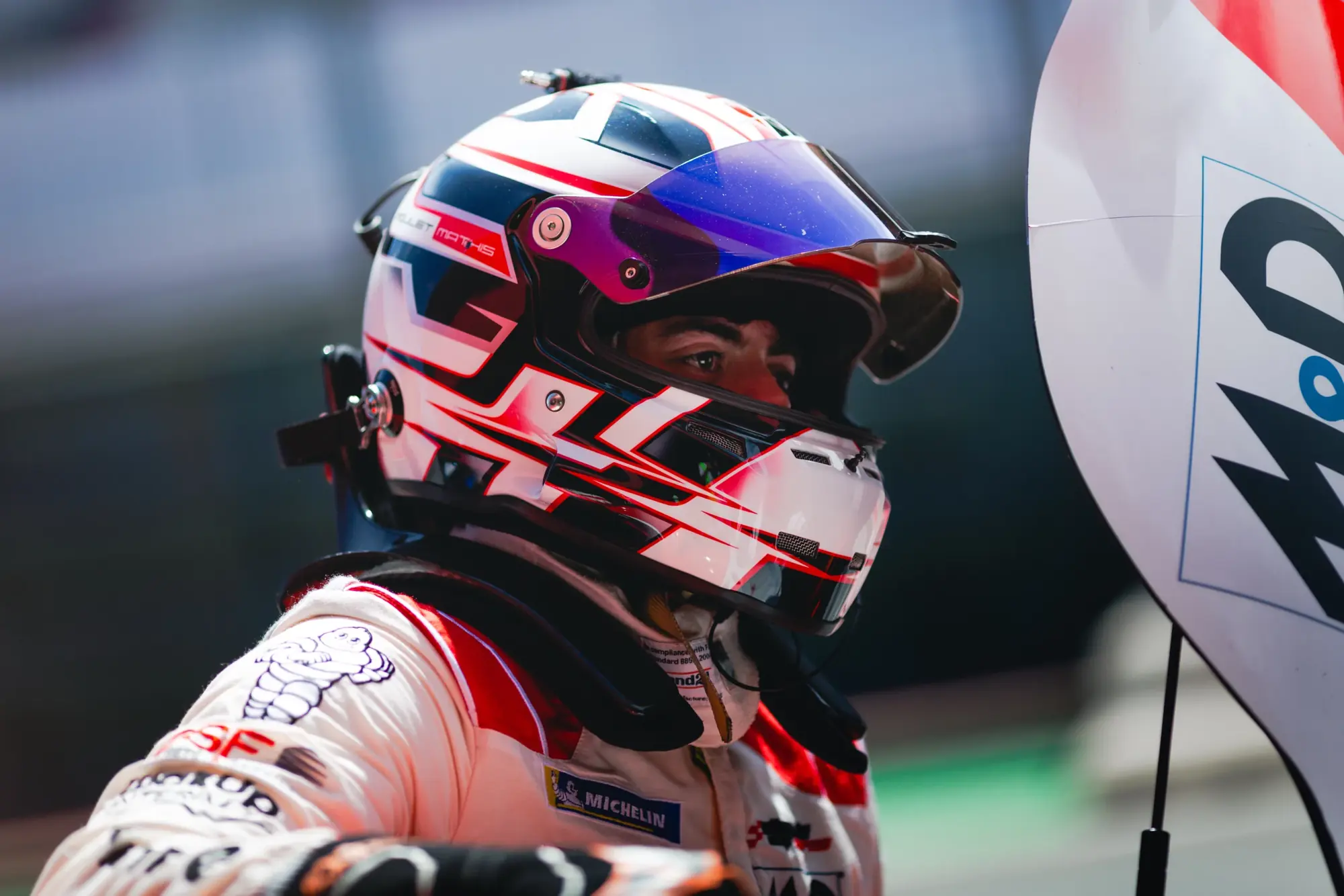 Mathis with his helmet